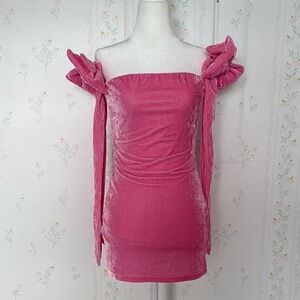 Sugar Thrillz Dolls Kill ‘PRETTY PERFECTION’ Pink Velvet Dress Gloves SET NWT XL